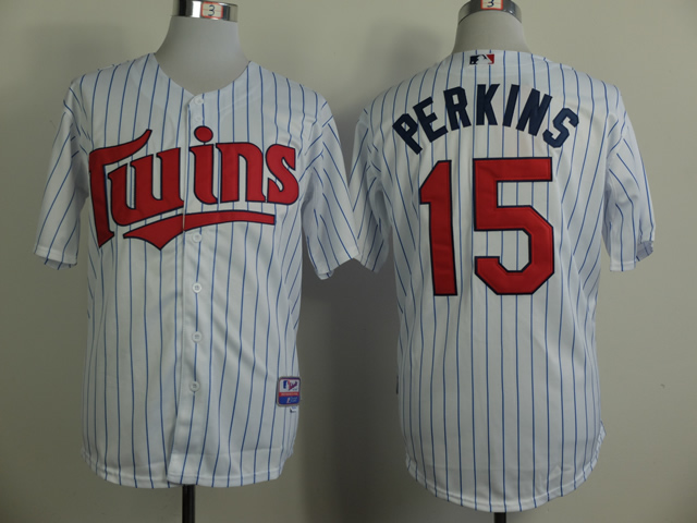 Men Minnesota Twins 15 Perkins White MLB Jerseys